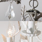 Branch Chandelier Lamp Nordic Metal 5 Heads Grey/White Pendant Lighting Fixture with Crystal Teardrop Clearhalo 'Ceiling Lights' 'Chandeliers' Lighting' options 230635