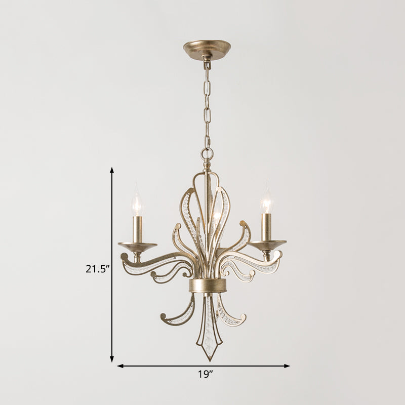 Crystal Candle Chandelier Lamp Modern 3/6 Bulbs Gold Pendant Lighting Fixture for Bedroom Clearhalo 'Ceiling Lights' 'Chandeliers' Lighting' options 230652