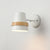 Adjustable Horn Shaped Wall Light Minimalist Metal 1-Light Bedside Wall Lighting with Wood Ring Decor White Clearhalo 'Wall Lamps & Sconces' 'Wall Lights' Lighting' 2307367