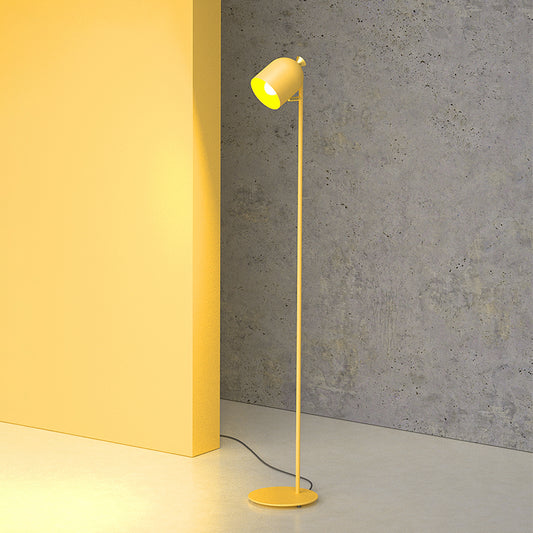 Macaron Cloche Shaped Floor Light Metal 1 Head Living Room Standing Lamp with Adjustable Joint Yellow Clearhalo 'Floor Lamps' 'Lamps' Lighting' 2307374