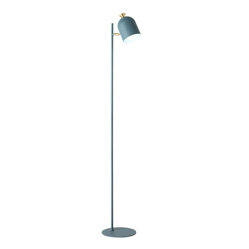 Macaron Cloche Shaped Floor Light Metal 1 Head Living Room Standing Lamp with Adjustable Joint Clearhalo 'Floor Lamps' 'Lamps' Lighting' 2307376