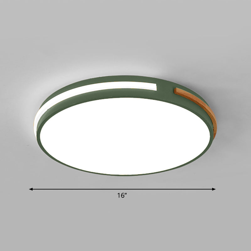 Bedroom Ceiling Light Fixture Minimalist Flush Mount Led Light with Round Acrylic Shade Green 16" Clearhalo 'Ceiling Lights' 'Close To Ceiling Lights' 'Close to ceiling' 'Flush mount' Lighting' 2307453