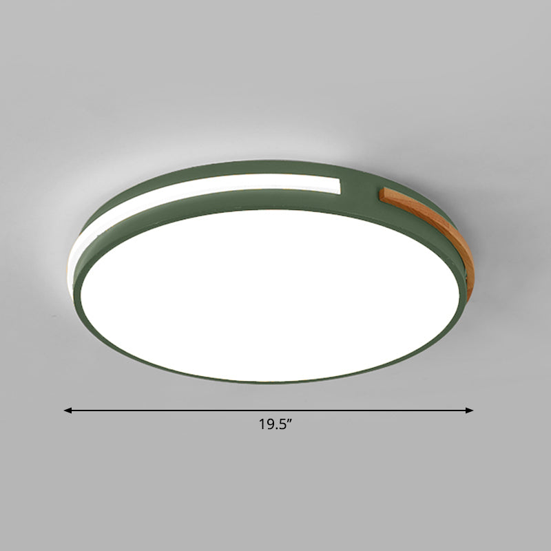 Bedroom Ceiling Light Fixture Minimalist Flush Mount Led Light with Round Acrylic Shade Green 19.5" Clearhalo 'Ceiling Lights' 'Close To Ceiling Lights' 'Close to ceiling' 'Flush mount' Lighting' 2307456