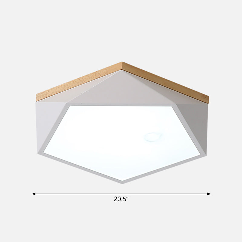Nordic Geometric Flush Mount Led Light Nordic Metal Bedroom Ceiling Fixture with Acrylic Diffuser White 20.5" Clearhalo 'Ceiling Lights' 'Close To Ceiling Lights' 'Close to ceiling' 'Flush mount' Lighting' 2307484