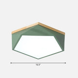 Nordic Geometric Flush Mount Led Light Nordic Metal Bedroom Ceiling Fixture with Acrylic Diffuser Green 16.5" Clearhalo 'Ceiling Lights' 'Close To Ceiling Lights' 'Close to ceiling' 'Flush mount' Lighting' 2307488