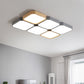 Checkered LED Flush Light Fixture Nordic Metal Grey and Wood Ceiling Lamp for Living Room Clearhalo 'Ceiling Lights' 'Close To Ceiling Lights' 'Close to ceiling' 'Flush mount' Lighting' 2307491