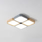 Checkered LED Flush Light Fixture Nordic Metal Grey and Wood Ceiling Lamp for Living Room 4 Grey White Clearhalo 'Ceiling Lights' 'Close To Ceiling Lights' 'Close to ceiling' 'Flush mount' Lighting' 2307500