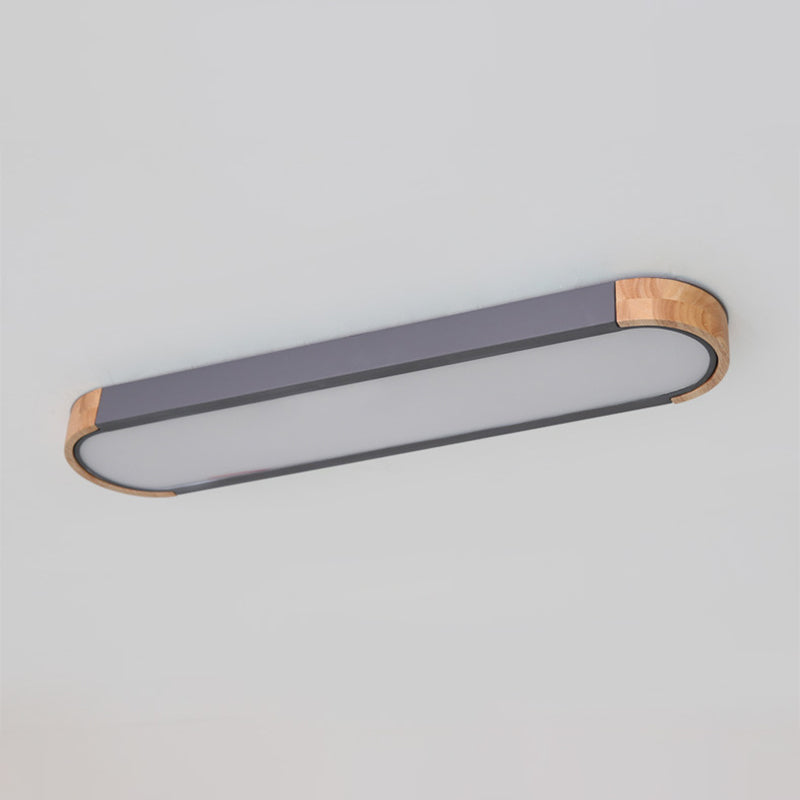 Oblong Corridor Led Surface Mount Ceiling Light Acrylic Minimalist Flush Mount Lamp in Grey and Wood Grey 37.5" Clearhalo 'Ceiling Lights' 'Close To Ceiling Lights' 'Close to ceiling' 'Flush mount' Lighting' 2307503