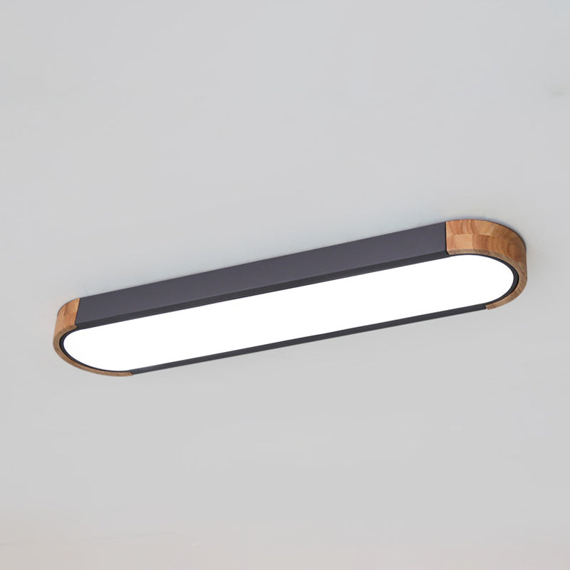 Oblong Corridor Led Surface Mount Ceiling Light Acrylic Minimalist Flush Mount Lamp in Grey and Wood Grey 25.5" Clearhalo 'Ceiling Lights' 'Close To Ceiling Lights' 'Close to ceiling' 'Flush mount' Lighting' 2307506