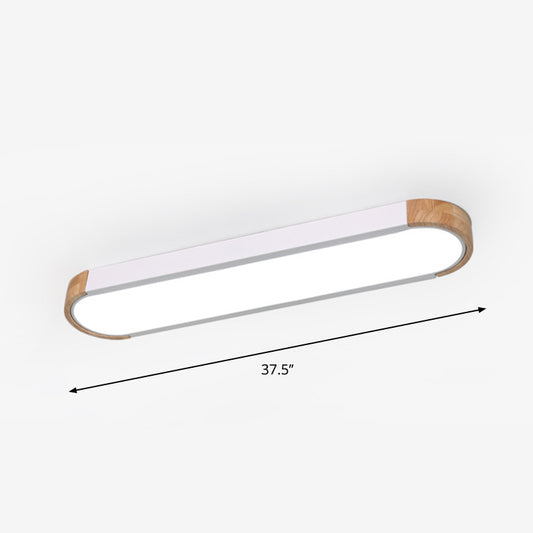 Oblong Corridor Led Surface Mount Ceiling Light Acrylic Minimalist Flush Mount Lamp in Grey and Wood Clearhalo 'Ceiling Lights' 'Close To Ceiling Lights' 'Close to ceiling' 'Flush mount' Lighting' 2307507