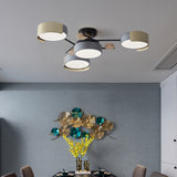 Round Dining Room Semi Flush Mount Light Acrylic 4-Head Nordic LED Ceiling Fixture in Grey Clearhalo 'Ceiling Lights' 'Close To Ceiling Lights' 'Close to ceiling' 'Semi-flushmount' Lighting' 2307515