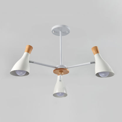 Iron Bias-Cut Bottle Chandelier Lamp Macaron Style Wood Pendant Light for Living Room 3 White Clearhalo 'Ceiling Lights' 'Chandeliers' Lighting' options 2307545_dc69a64d-4e14-4af8-9542-7216a11bd559