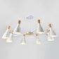 Iron Bias-Cut Bottle Chandelier Lamp Macaron Style Wood Pendant Light for Living Room 8 White Clearhalo 'Ceiling Lights' 'Chandeliers' Lighting' options 2307546_fc9a4dc3-b53d-40ac-8faf-58a968e2a19e