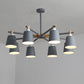 Horn Shade Hanging Light Fixture Nordic Metal Bedroom Ceiling Chandelier with Wooden Joint Clearhalo 'Ceiling Lights' 'Chandeliers' Lighting' options 2307564