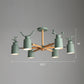 Metal Antler Adjustable Spotlight Nordic Chandelier Light with Cylindrical Shade and Wooden Arm 6 Green Clearhalo 'Ceiling Lights' 'Chandeliers' Lighting' options 2307601_cae06d4d-a5ff-41cd-9143-d5fedba2a8e4