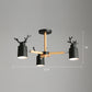 Metal Antler Adjustable Spotlight Nordic Chandelier Light with Cylindrical Shade and Wooden Arm Clearhalo 'Ceiling Lights' 'Chandeliers' Lighting' options 2307604