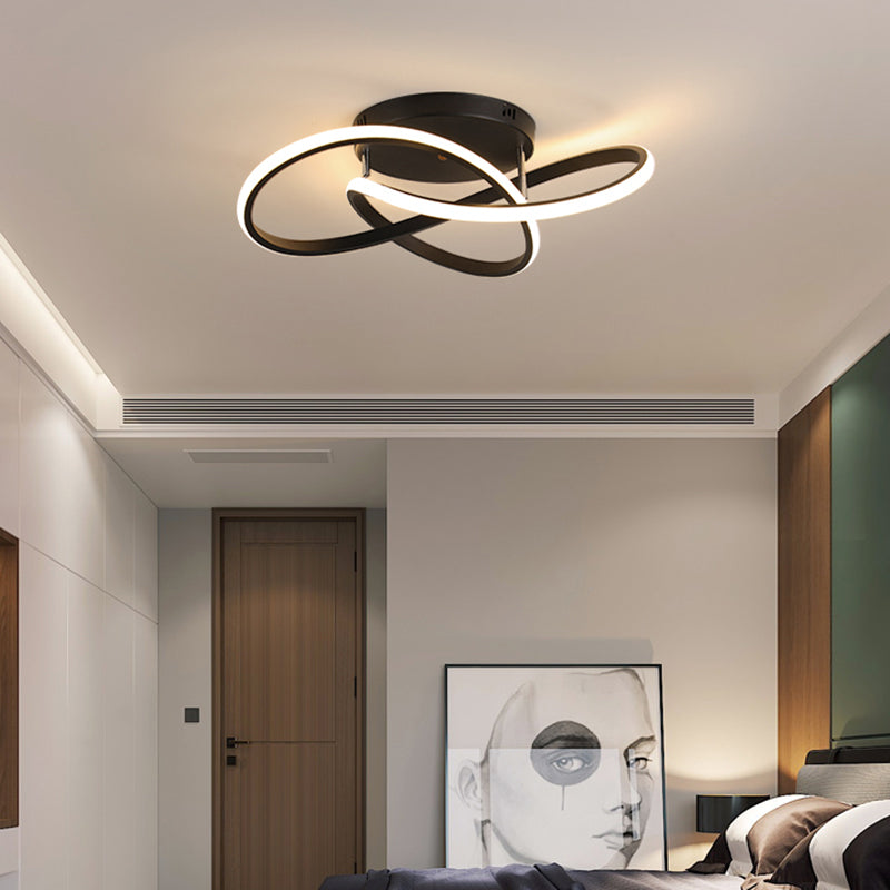 Bedroom LED Ceiling Lamp Simplicity Semi-Flush Light Fixture with Acrylic Strip Shade Clearhalo 'Ceiling Lights' 'Close To Ceiling Lights' 'Close to ceiling' 'Semi-flushmount' Lighting' 2307656