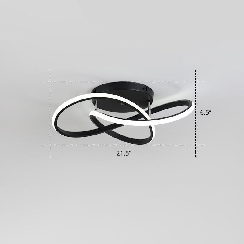 Bedroom LED Ceiling Lamp Simplicity Semi-Flush Light Fixture with Acrylic Strip Shade Black 21.5" White Clearhalo 'Ceiling Lights' 'Close To Ceiling Lights' 'Close to ceiling' 'Semi-flushmount' Lighting' 2307657