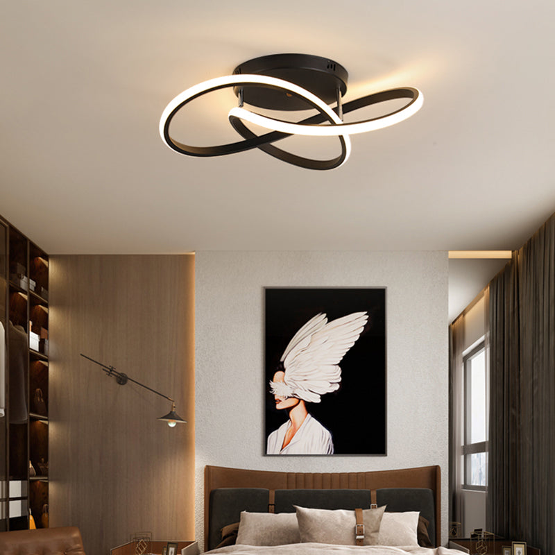 Bedroom LED Ceiling Lamp Simplicity Semi-Flush Light Fixture with Acrylic Strip Shade Clearhalo 'Ceiling Lights' 'Close To Ceiling Lights' 'Close to ceiling' 'Semi-flushmount' Lighting' 2307659
