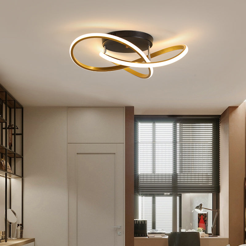 Bedroom LED Ceiling Lamp Simplicity Semi-Flush Light Fixture with Acrylic Strip Shade Clearhalo 'Ceiling Lights' 'Close To Ceiling Lights' 'Close to ceiling' 'Semi-flushmount' Lighting' 2307662