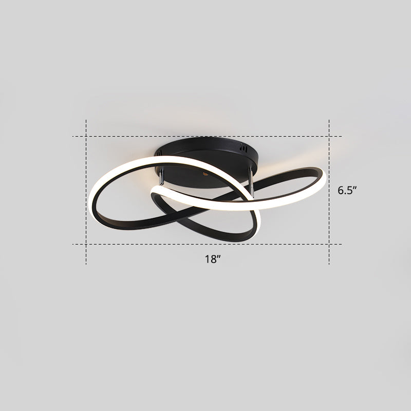 Bedroom LED Ceiling Lamp Simplicity Semi-Flush Light Fixture with Acrylic Strip Shade Black 18" Third Gear Clearhalo 'Ceiling Lights' 'Close To Ceiling Lights' 'Close to ceiling' 'Semi-flushmount' Lighting' 2307663