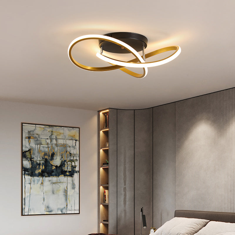Bedroom LED Ceiling Lamp Simplicity Semi-Flush Light Fixture with Acrylic Strip Shade Clearhalo 'Ceiling Lights' 'Close To Ceiling Lights' 'Close to ceiling' 'Semi-flushmount' Lighting' 2307664