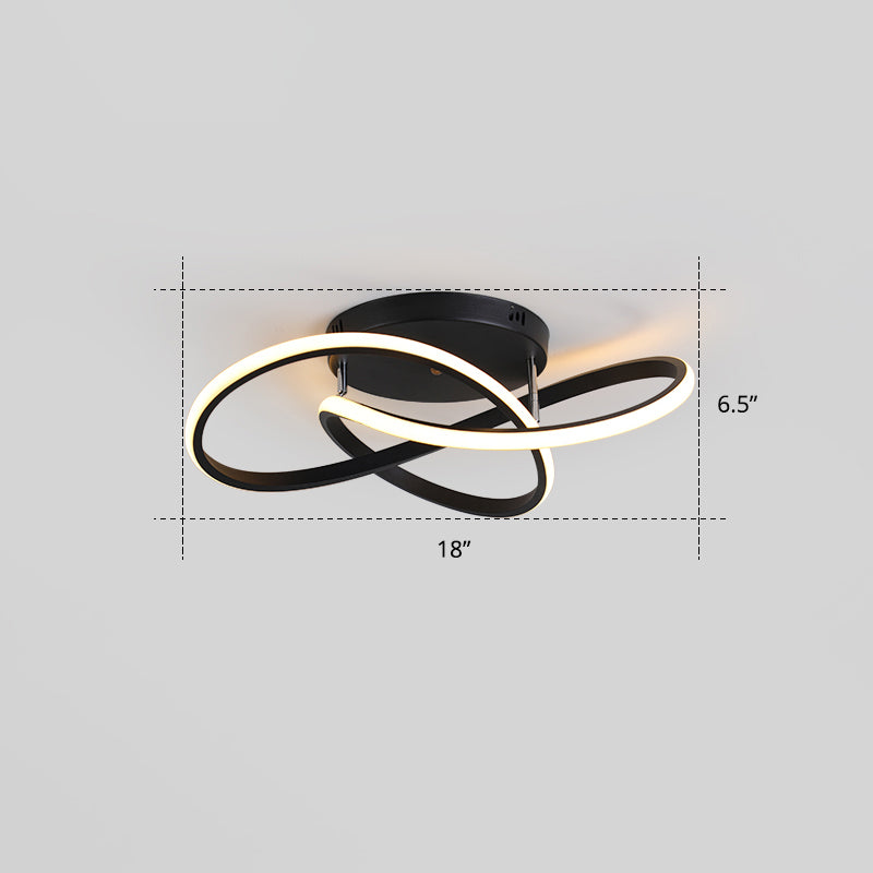 Bedroom LED Ceiling Lamp Simplicity Semi-Flush Light Fixture with Acrylic Strip Shade Black 18" Warm Clearhalo 'Ceiling Lights' 'Close To Ceiling Lights' 'Close to ceiling' 'Semi-flushmount' Lighting' 2307665