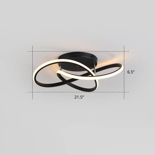 Bedroom LED Ceiling Lamp Simplicity Semi-Flush Light Fixture with Acrylic Strip Shade Black 21.5" Warm Clearhalo 'Ceiling Lights' 'Close To Ceiling Lights' 'Close to ceiling' 'Semi-flushmount' Lighting' 2307666