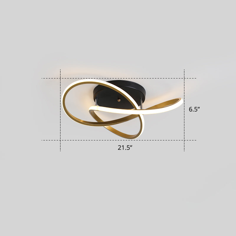 Bedroom LED Ceiling Lamp Simplicity Semi-Flush Light Fixture with Acrylic Strip Shade Gold 21.5" Warm Clearhalo 'Ceiling Lights' 'Close To Ceiling Lights' 'Close to ceiling' 'Semi-flushmount' Lighting' 2307667