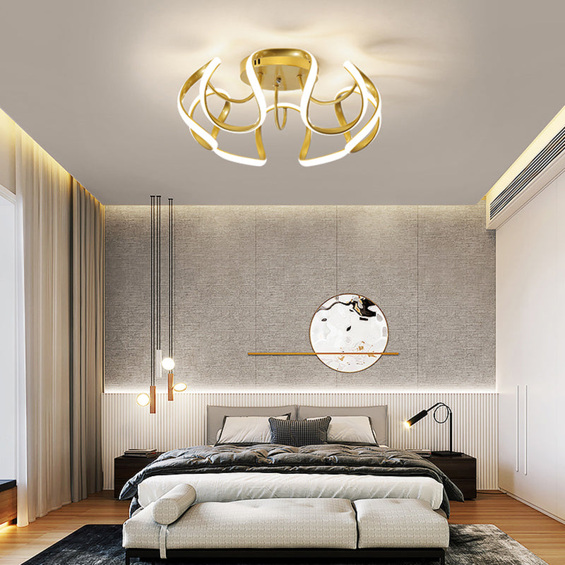 Seamless Curves Acrylic Ceiling Lighting Modern LED Semi Flush Mount Lighting for Bedroom Clearhalo 'Ceiling Lights' 'Close To Ceiling Lights' 'Close to ceiling' 'Semi-flushmount' Lighting' 2307673