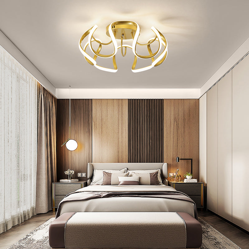 Seamless Curves Acrylic Ceiling Lighting Modern LED Semi Flush Mount Lighting for Bedroom Clearhalo 'Ceiling Lights' 'Close To Ceiling Lights' 'Close to ceiling' 'Semi-flushmount' Lighting' 2307675