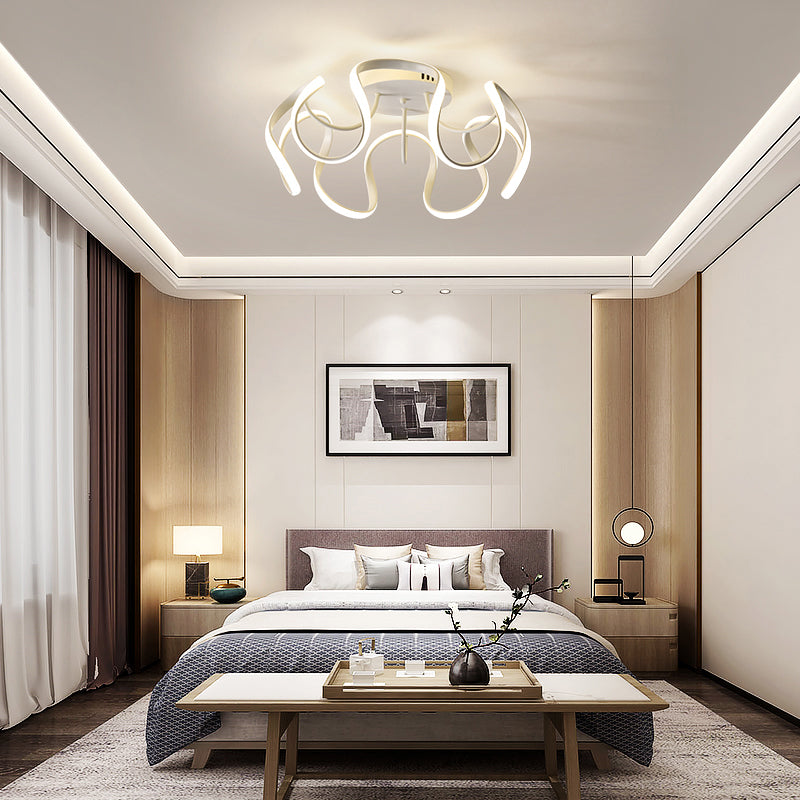 Seamless Curves Acrylic Ceiling Lighting Modern LED Semi Flush Mount Lighting for Bedroom Clearhalo 'Ceiling Lights' 'Close To Ceiling Lights' 'Close to ceiling' 'Semi-flushmount' Lighting' 2307677