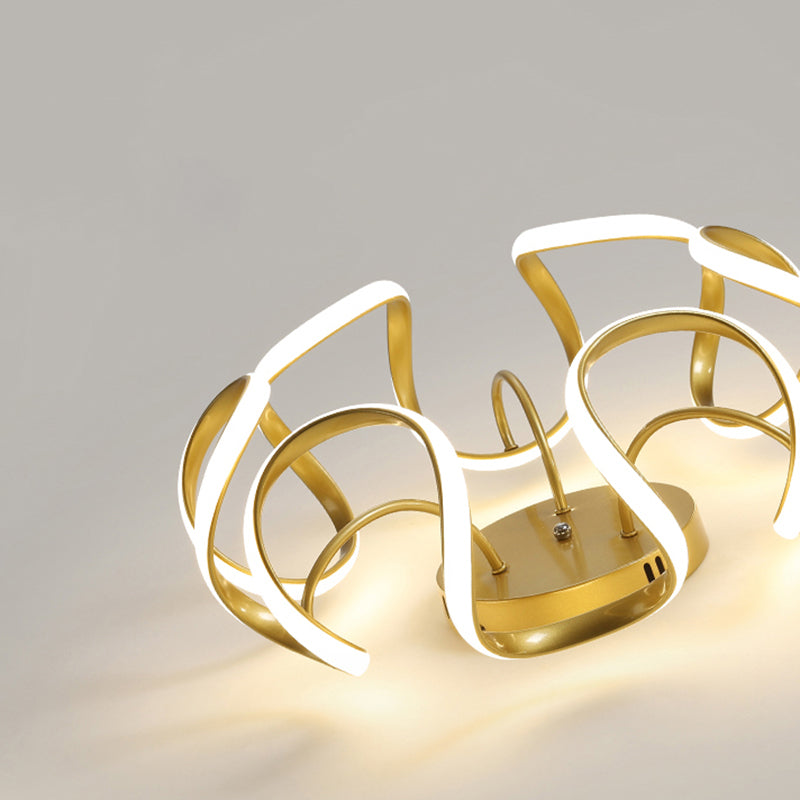 Seamless Curves Acrylic Ceiling Lighting Modern LED Semi Flush Mount Lighting for Bedroom Clearhalo 'Ceiling Lights' 'Close To Ceiling Lights' 'Close to ceiling' 'Semi-flushmount' Lighting' 2307681