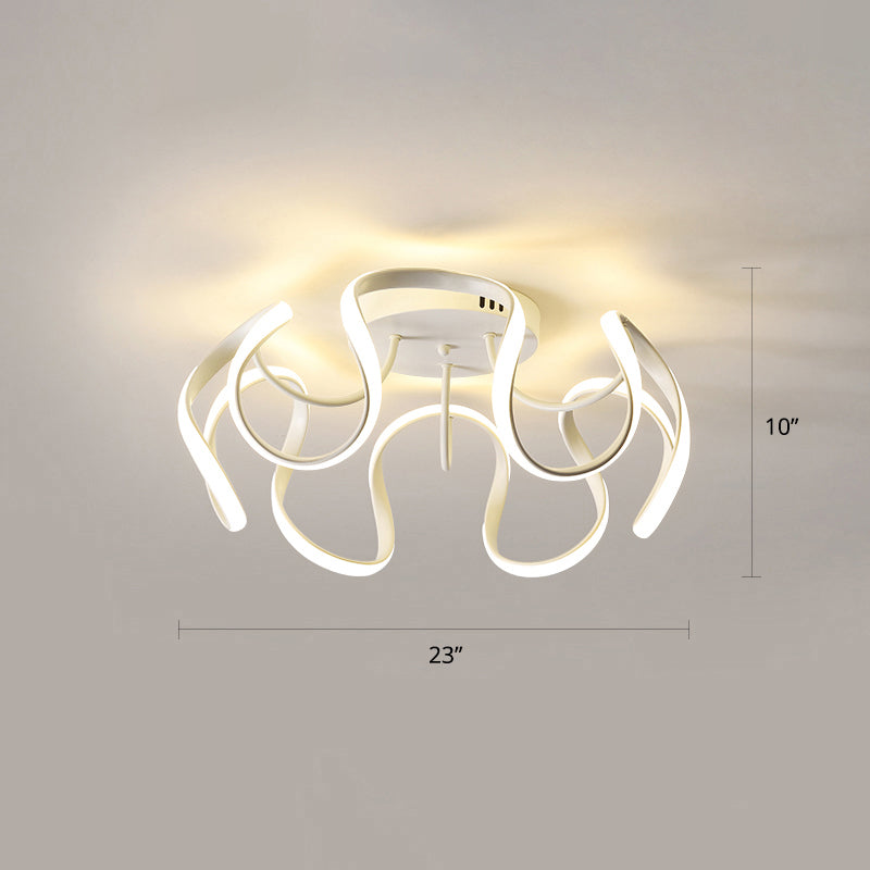 Seamless Curves Acrylic Ceiling Lighting Modern LED Semi Flush Mount Lighting for Bedroom White Warm Clearhalo 'Ceiling Lights' 'Close To Ceiling Lights' 'Close to ceiling' 'Semi-flushmount' Lighting' 2307683