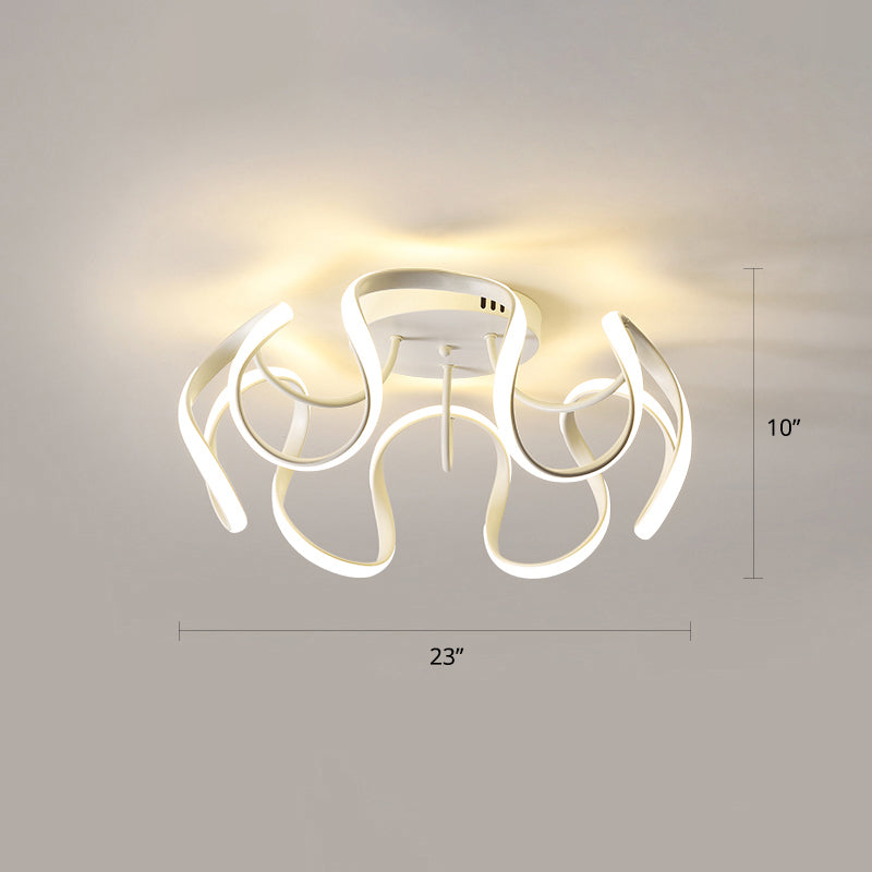 Seamless Curves Acrylic Ceiling Lighting Modern LED Semi Flush Mount Lighting for Bedroom White Third Gear Clearhalo 'Ceiling Lights' 'Close To Ceiling Lights' 'Close to ceiling' 'Semi-flushmount' Lighting' 2307684