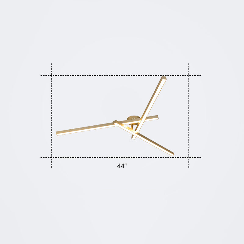 Radial Ceiling Mount Lamp Minimalistic Acrylic LED Semi Flush Light Fixture for Living Room 3 Gold Warm Clearhalo 'Ceiling Lights' 'Close To Ceiling Lights' 'Close to ceiling' 'Semi-flushmount' Lighting' 2307701