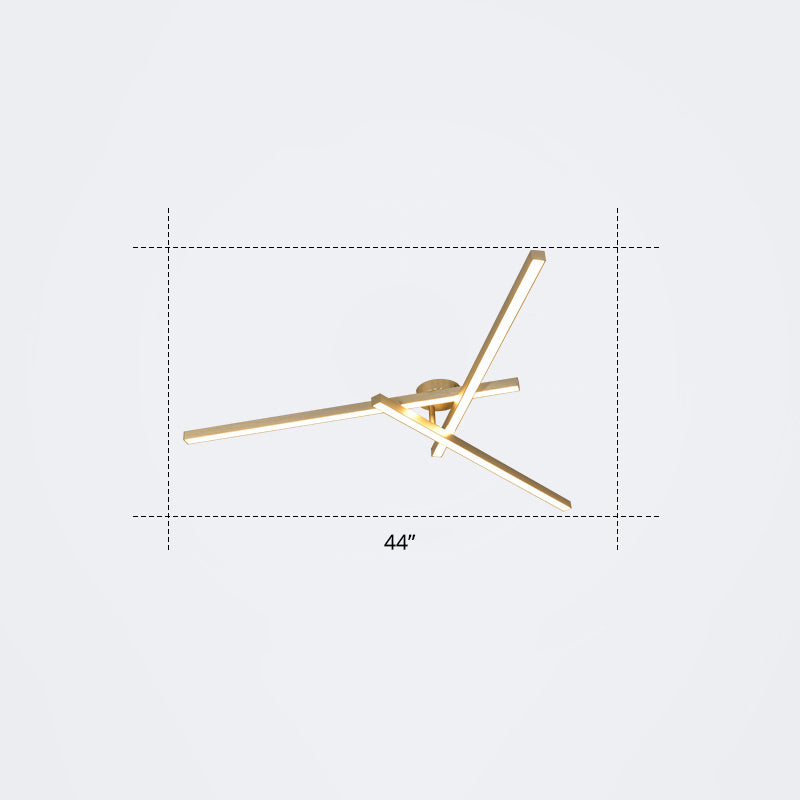 Radial Ceiling Mount Lamp Minimalistic Acrylic LED Semi Flush Light Fixture for Living Room 3 Gold White Clearhalo 'Ceiling Lights' 'Close To Ceiling Lights' 'Close to ceiling' 'Semi-flushmount' Lighting' 2307703