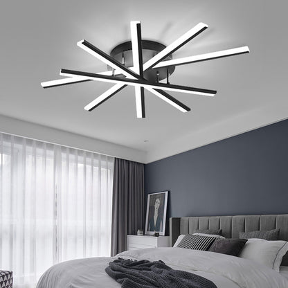 Fan Shaped Bedroom LED Ceiling Fixture Acrylic Minimalism Semi Mount Lighting in Black 5 Black Clearhalo 'Ceiling Lights' 'Close To Ceiling Lights' 'Close to ceiling' 'Semi-flushmount' Lighting' 2307721