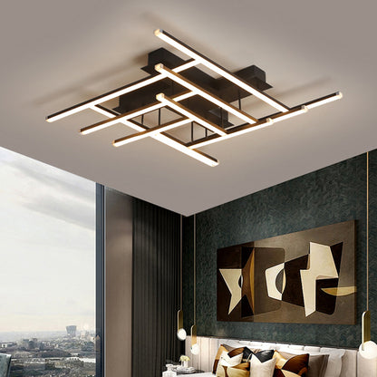 Crossed LED Semi Flush Ceiling Light Fixture Minimalist Acrylic Flushmount Lighting in Black Black Natural Clearhalo 'Ceiling Lights' 'Close To Ceiling Lights' 'Close to ceiling' 'Semi-flushmount' Lighting' 2307745