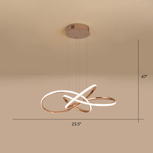 Simplicity Elegant LED Hanging Lamp Twisting Pendant Chandelier with Acrylic Shade Gold Clearhalo 'Ceiling Lights' 'Chandeliers' 'Modern Chandeliers' 'Modern' Lighting' 2307751