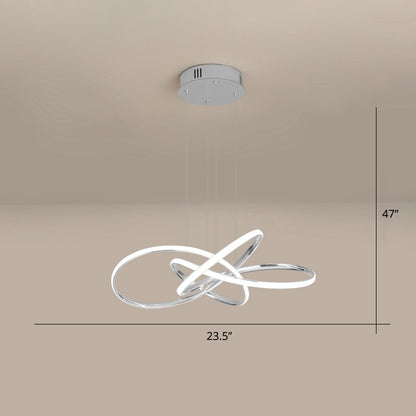 Simplicity Elegant LED Hanging Lamp Twisting Pendant Chandelier with Acrylic Shade Chrome Clearhalo 'Ceiling Lights' 'Chandeliers' 'Modern Chandeliers' 'Modern' Lighting' 2307755
