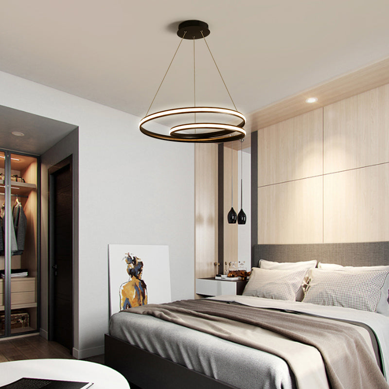 Loop Shaped Dining Room Suspension Lamp Aluminum LED Minimalist Chandelier Light Clearhalo 'Ceiling Lights' 'Chandeliers' 'Modern Chandeliers' 'Modern' Lighting' 2307757