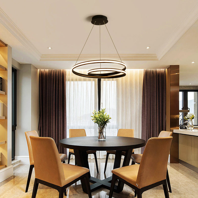 Loop Shaped Dining Room Suspension Lamp Aluminum LED Minimalist Chandelier Light Clearhalo 'Ceiling Lights' 'Chandeliers' 'Modern Chandeliers' 'Modern' Lighting' 2307759