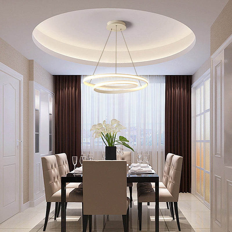 Loop Shaped Dining Room Suspension Lamp Aluminum LED Minimalist Chandelier Light Clearhalo 'Ceiling Lights' 'Chandeliers' 'Modern Chandeliers' 'Modern' Lighting' 2307760