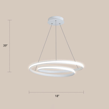 Loop Shaped Dining Room Suspension Lamp Aluminum LED Minimalist Chandelier Light White 18" Warm Clearhalo 'Ceiling Lights' 'Chandeliers' 'Modern Chandeliers' 'Modern' Lighting' 2307770