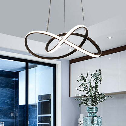 Twist Chandelier Pendant Light Minimalistic Metal Dining Room Hanging Light Fixture Black Clearhalo 'Ceiling Lights' 'Chandeliers' 'Modern Chandeliers' 'Modern' Lighting' 2307774