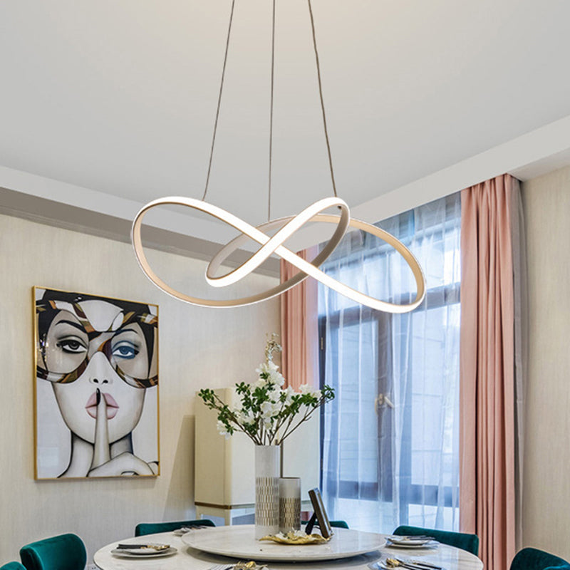 Twist Chandelier Pendant Light Minimalistic Metal Dining Room Hanging Light Fixture White Clearhalo 'Ceiling Lights' 'Chandeliers' 'Modern Chandeliers' 'Modern' Lighting' 2307775