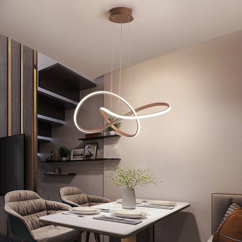Twist Chandelier Pendant Light Minimalistic Metal Dining Room Hanging Light Fixture Clearhalo 'Ceiling Lights' 'Chandeliers' 'Modern Chandeliers' 'Modern' Lighting' 2307777