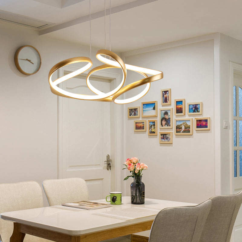 Metal Twisty LED Chandelier Lighting Simple Style Gold Hanging Lamp for Restaurant Clearhalo 'Ceiling Lights' 'Chandeliers' 'Modern Chandeliers' 'Modern' Lighting' 2307799