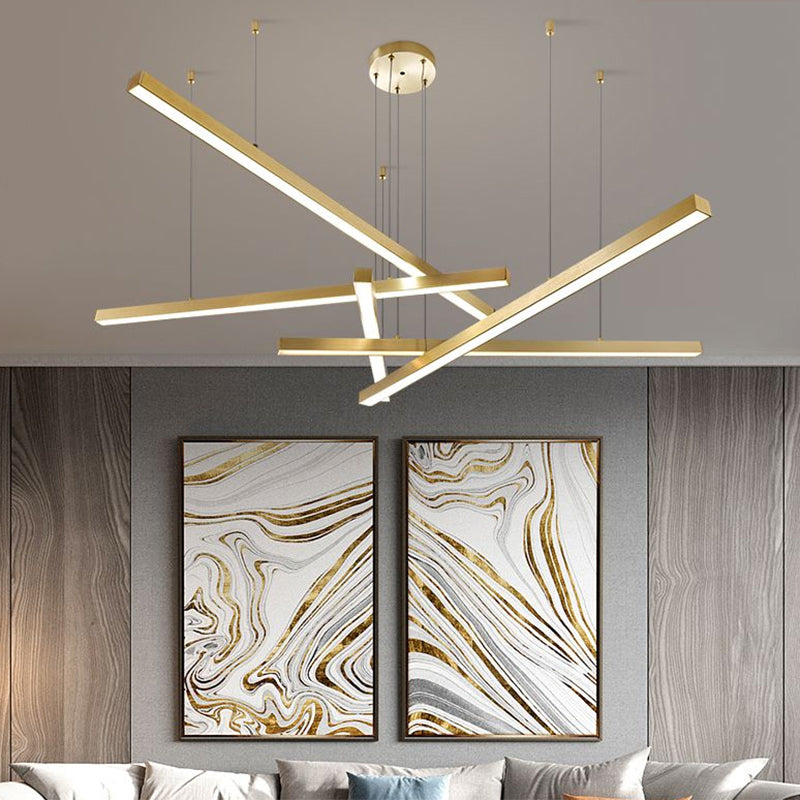 Bar-Shaped Chandelier Lighting Simplicity Metal Living Room LED Hanging Ceiling Light Clearhalo 'Ceiling Lights' 'Chandeliers' 'Modern Chandeliers' 'Modern' Lighting' 2307802